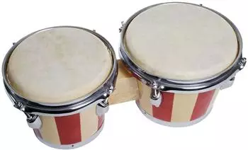 Fame DB-105 Bongos 7" + 8" Natural + Red Stripes