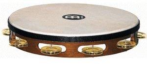 Meinl Traditional Goat-Skin Wood Tambourine Brass Jingles 1 Row (TAH1B-AB)