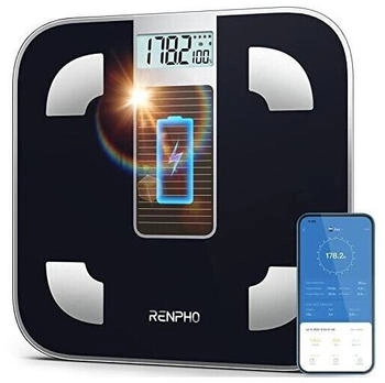 RENPHO Scale for Body Weight Battery-Free Solar Power Weighing Scale Digital Bathroom Smart Scale Bluetooth Body Fat Scale Body Composition Monitor Analyzer with Smartphone App 400 lbs - Elis Solar