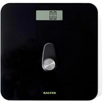 Salter 9224 BK3R Eco Power Digital Bathroom Scale - Electronic Body Weight Scale with 180KG Capacity Tempered Glass Platform No Batteries Required Push to Power Easy Read LCD Display Black