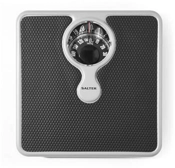 Salter 484 SBFEU16 - Premium Body Weight Scale with Large Magnifying Lens 133 KG Max Capacity Stylish Monochrome Design Easy Read Dial No Batteries Required Silver/Black