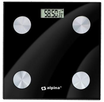 Alpina Smart Scale - with Body Analysis: including Fat and Muscle Mass - Bluetooth - with App - Black