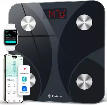 Etekcity Bathroom Scale for Body Weight BMI Body Fat Muscle Mass Smart Digital Weighing Scale with App& Bluetooth Accurate Body Composition Analyzer Ash-black