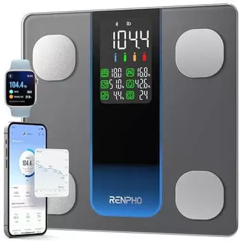 RENPHO Digital Körperanalysewaage mit 7-in-1-Großdisplay für BMI Körperfett Muskelmasse 13 Körpermesswerten hochpräzise Bluetooth-Waage