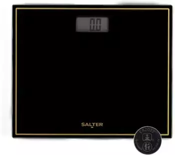 Salter Kompakte Badezimmerwaage digital, 150kg, LCD, schwarz/gold (9207 BGHCFEU12)