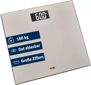 TFA Dostmann Step Steel Digitale Personenwaage, Edelstahl, 180kg (50.1016)
