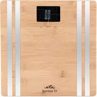 ETA Personenwaage Digital Bamboo Fit - LCD-Display, Rutschfeste F&uuml;&szlig;e