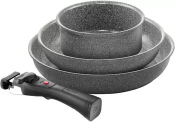 Ballarini Torre Bratpfannen-Set und Stieltopf 4-tlg. grey