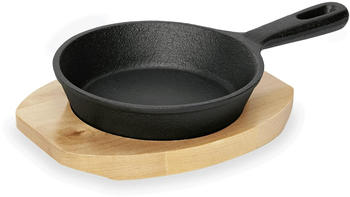 WAS Germany Mini Servierpfanne Gusseisen 35 Ø 13 cm mit Holzuntersetzer