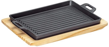 Küchenprofi Grill& Servierpfanne mit Griffen und Holzbrett