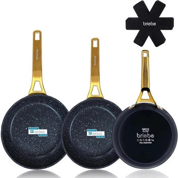 Briebe Aluminum frying pan set Gold Titanium 20, 24, and 28 cm