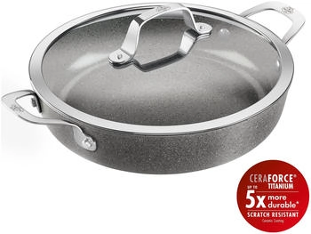 Ballarini Servierpfanne mit Deckel, 28 cm, Aluminium, Titanverstärkte keramische Antihaftbeschichtung Ballarini Servierpfanne mit Deckel, 28 cm, Aluminium, Titanverstärkte keramische Antihaftbeschichtung