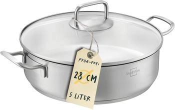 Silberthal Schmorpfanne hoher Rand mit Deckel Backofengeeignet bis zu 400&deg; Induktionsgeeignet - 28 cm 5 Liters