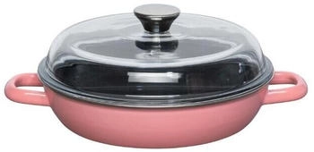 Riess Schmorpfanne Emaille 24 cm pink mit Glasdeckel