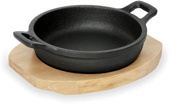 WAS Germany Servierpfanne Cast Iron 35 mit Holzuntersetzer Ø 16 cm