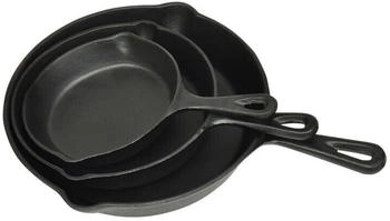 vidaXL Bratpfannen Set Gusseisen 3-tlg. &oslash; 17 / 21 / 27 cm