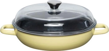 Riess Schmorpfanne aus Emaille mit Glasdeckel in lemon (24 cm)