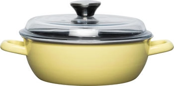 Riess Schmorpfanne aus Emaille mit Glasdeckel in lemon (20 cm)