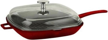 LAVA Gusseisen-Grillpfanne mit Deckel rot, 28 x 28 cm