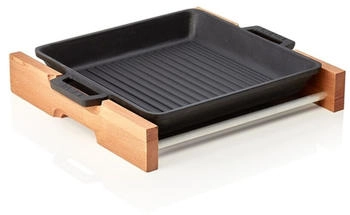 Lava Grill pan with wooden stand 26 × 26 cm