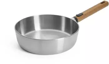Woll Schmorpfanne Logic Steel silber holz Edelstahl 18/105-Schicht-Aufbau