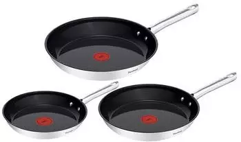 Tefal Pfannen-Set Duetto On Edelstahl 3-tlg. Antihaftbeschichtung Temperaturindikator Induktion