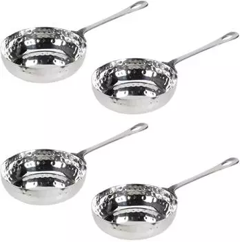 HAC24 Servierpfanne Edelstahl Mini geh&auml;mmert mit Stiel &oslash; 11 cm