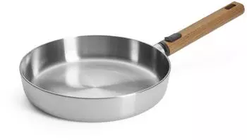 Woll Schmorpfanne Logic Steel silber holz Edelstahl 18/10 5-Schicht-Aufbau 24cm 5cm