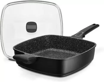 GSW Bratpfanne Easy Click Quadura Aluminium-Guss mit Glasdeckel 28 x 28 cm