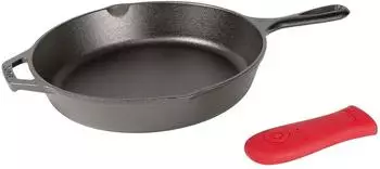Lodge Pfanne vorgebranntes Gusseisen mit Griff und Griffhalter 30,5 cm