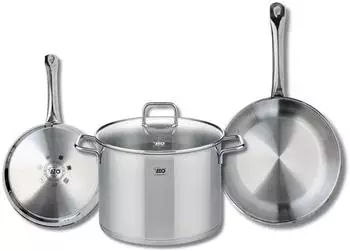 Elo Profi Citrin stainless steel frying pan set 24 and 28 cm with stockpot 26 cm