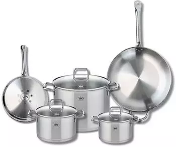 Elo Profi Citrin stainless steel frying pan set 24 and 32 cm with stockpots 16 to 26 cm