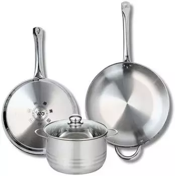 Elo Profi Brillant stainless steel frying pan set 28 and 32 cm with stockpot 20 cm