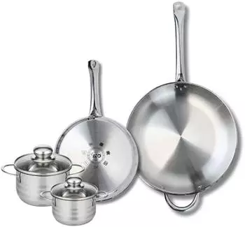 Elo Profi Brillant stainless steel frying pan set 24 and 32 cm with stockpots 12 and 14 cm
