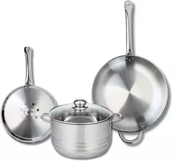 Elo Profi Brillant stainless steel frying pan set 24 and 32 cm with stockpot 24 cm