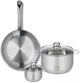 Elo Profi Brillant stainless steel frying pan 28 cm with stockpots 12 and 20 cm