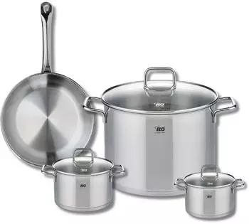 Elo Profi Citrin stainless steel frying pan 24 cm with stockpots 12, 14 and 26 cm