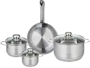 Elo Profi Brillant stainless steel frying pan 24 cm with stockpots 12, 14 and 20 cm