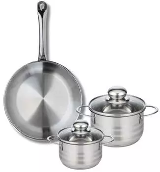 Elo Profi Brillant stainless steel frying pan 24 cm with stockpots 12 and 14 cm