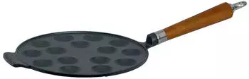 Ronneby Maestro Poffertjes-Pfanne Gusseisen &Oslash;24cm Buchenholzgriff
