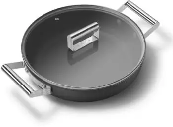 Smeg Schmorpfanne Keramik Edelstahlgriffe &Oslash; 28 cm Mattschwarz