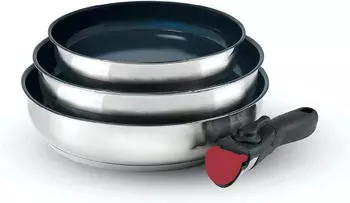 Qdesign Pfannen-Set 3-teilig 20/24/26cm Antihaft, abnehmbarer Griff, Induktion (195-002)