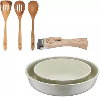 Bergner Click&Cook Set 2 Bratpfannen Ø22/26cm Aluminiumguss Weiß abnehmbarer Griff (PK9758)