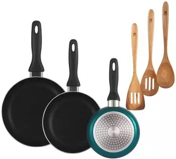 Bergner 3er Pfannen-Set Ø16/20/24cm gepresstes Aluminium Metallic-Blau (PK9838)