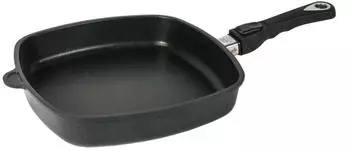 AMT AMT Eckpfanne flach aus Aluguss mit abnehmbarem Stiel für Induktion (28 x 28 cm / 22,6 cm / 5,7 cm / 2,3 kg)