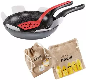 Stoneline Pfannen-Set mit Magnet Griff ohne Deckel 6-tlg. &Oslash; 32 cm Schwarz
