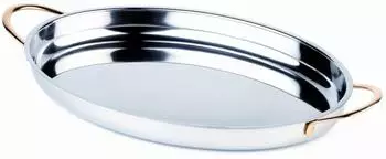 APS Servierpfanne 31x21,5cm polierter Edelstahl vergoldete Griffe 1,2L (60310)