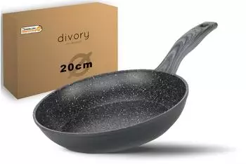 Divory Bratpfanne 20cm Antihaftbeschichtung, induktionsgeeignet (Graues Holz)