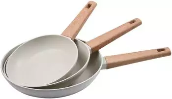 Bergner Nat&uuml;rlich 3er-Set Pfannen, geschmiedetes Aluminium, antihaft, sand