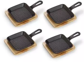 Echtwerk Servierpfanne-Set 4x quadratisch B13,6 H2,2 L22,2 Ø13,6 cm